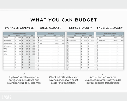 Monthly Budget Spreadsheet Template for Google Sheets - Palm &amp; Grace