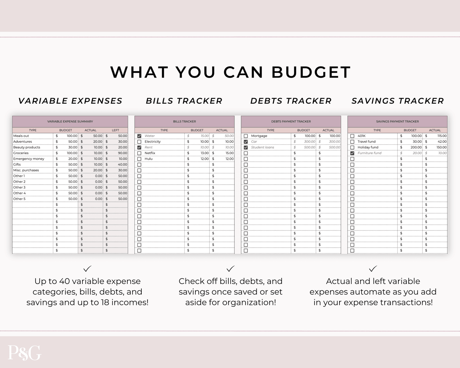 Monthly Budget Spreadsheet Template for Google Sheets - Palm &amp; Grace