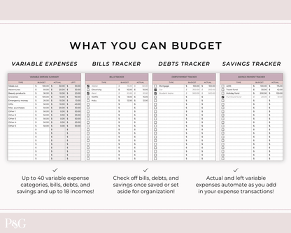 Monthly Budget Spreadsheet Template for Google Sheets - Palm &amp; Grace