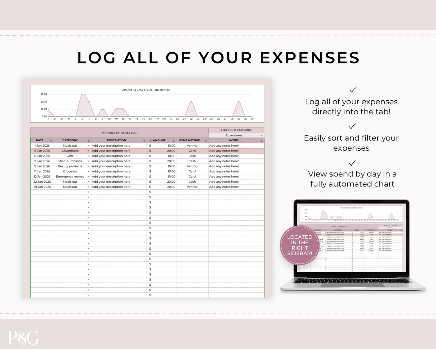Monthly Budget Spreadsheet Template for Google Sheets - Palm &amp; Grace