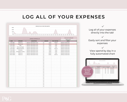 Monthly Budget Spreadsheet Template for Google Sheets - Palm &amp; Grace