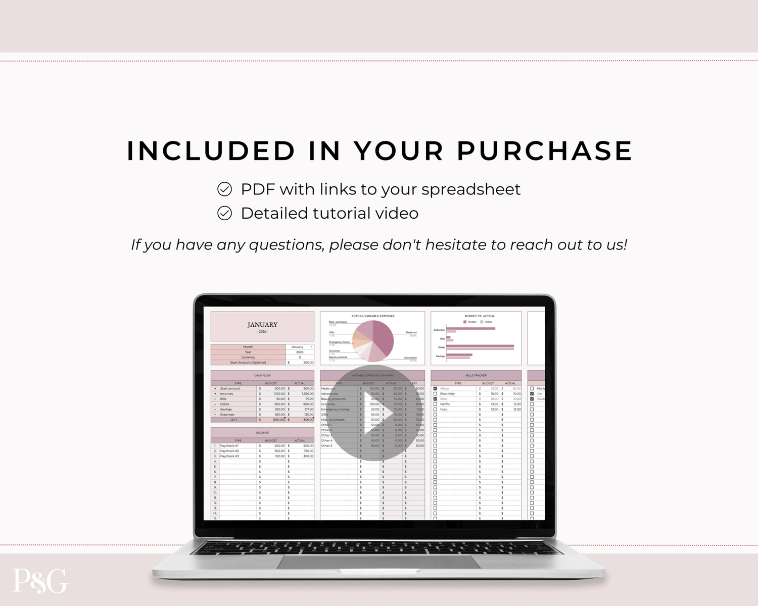 Monthly Budget Spreadsheet Template for Google Sheets - Palm &amp; Grace