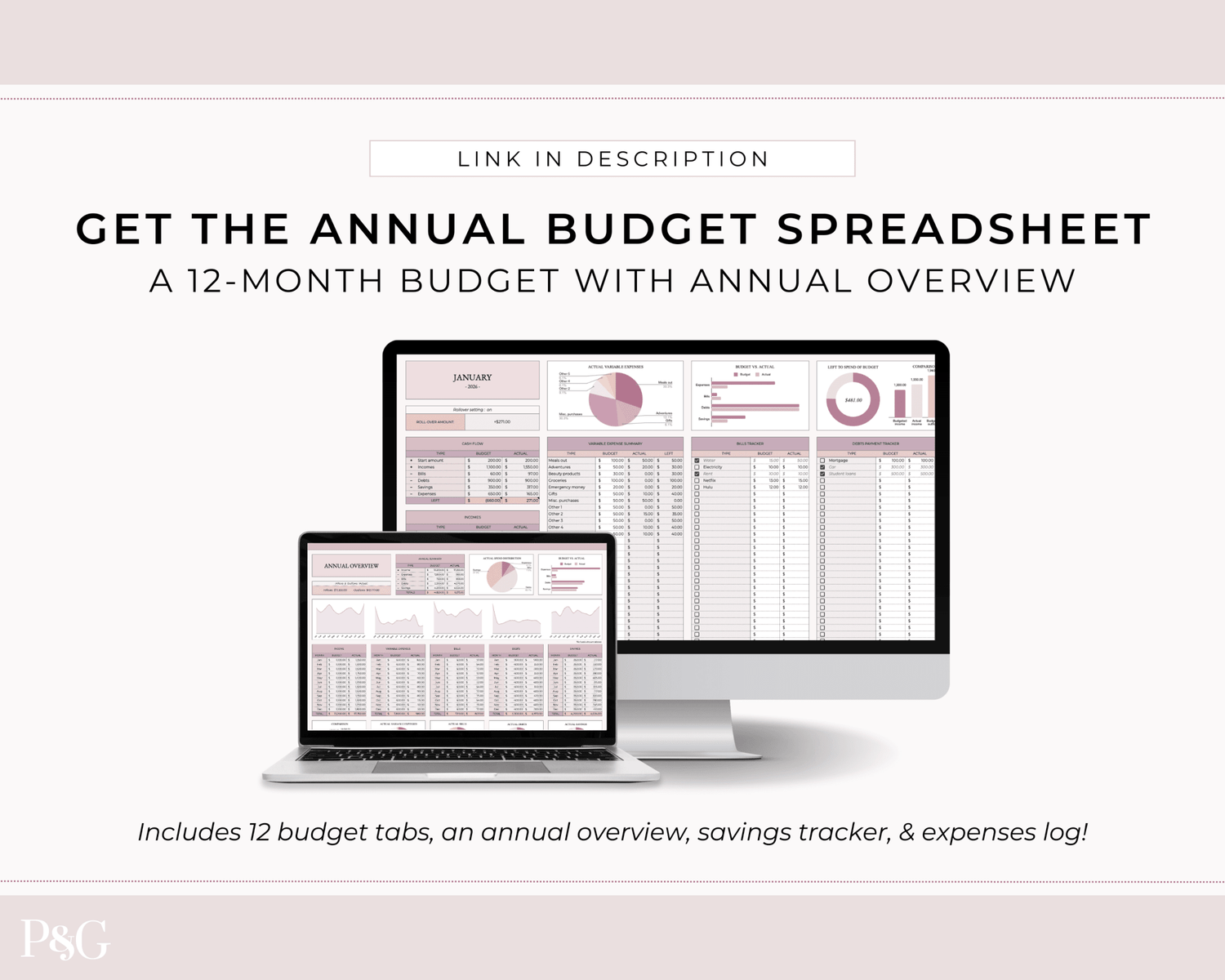 Monthly Budget Spreadsheet Template for Google Sheets - Palm &amp; Grace