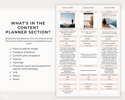 Monthly Social Media Content Calendar for Google Sheets - Palm &amp; Grace 