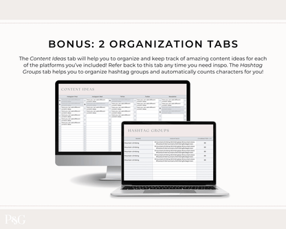 Monthly Social Media Content Calendar for Google Sheets - Palm &amp; Grace 