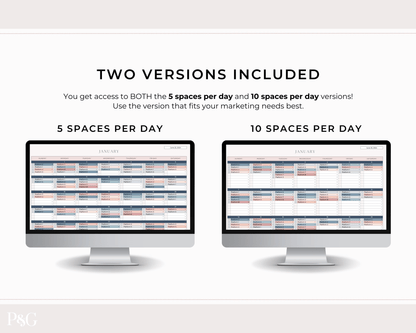 Monthly Social Media Content Calendar for Google Sheets - Palm &amp; Grace 