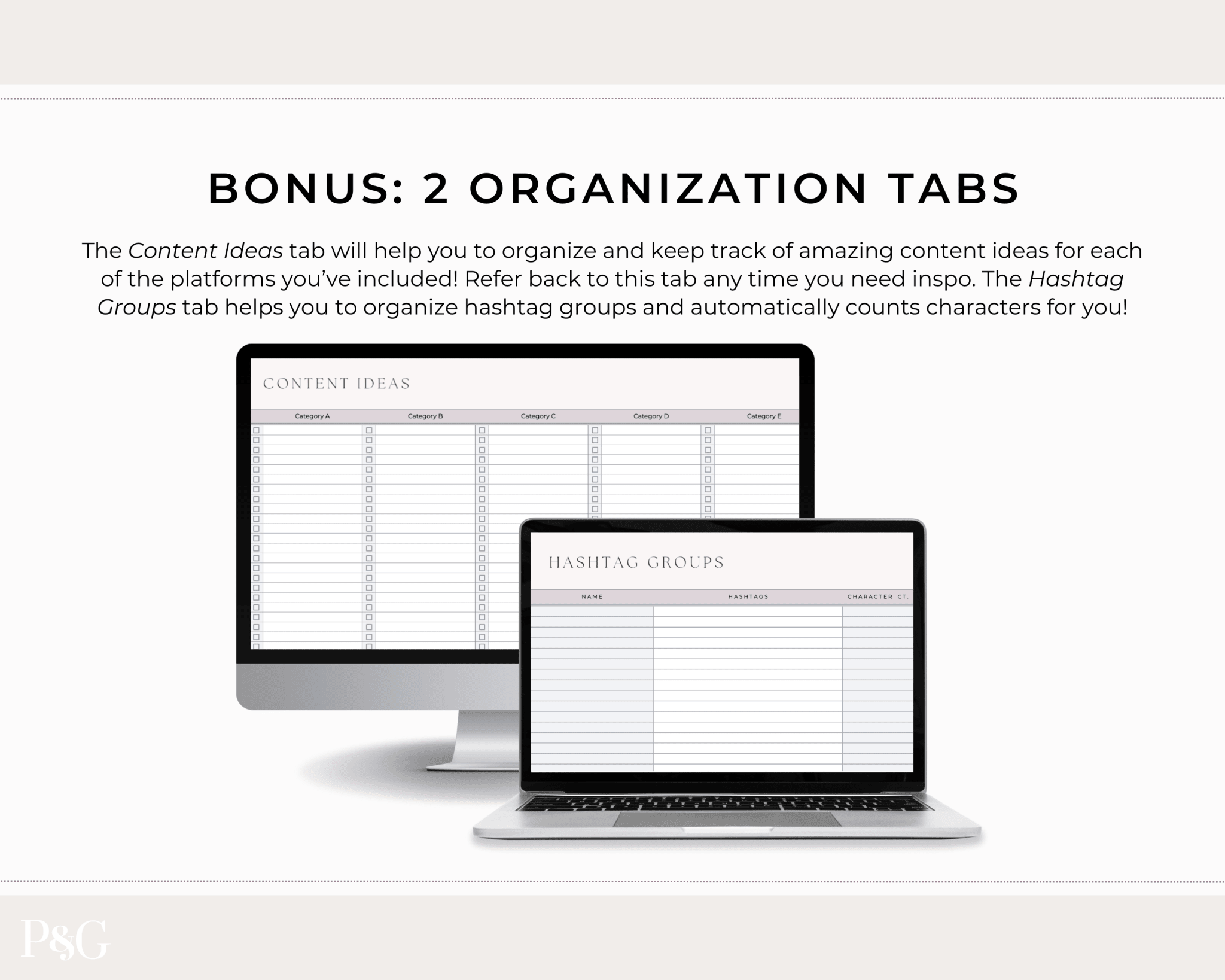 Monthly Social Media Content Calendar for Google Sheets - Palm &amp; Grace 