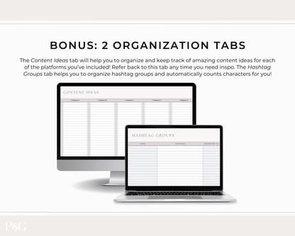 Monthly Social Media Content Calendar for Google Sheets - Palm &amp; Grace 