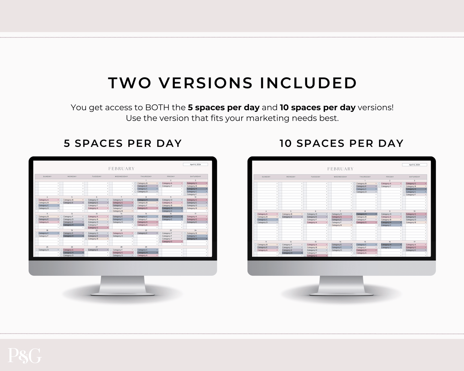 Monthly Social Media Content Calendar for Google Sheets - Palm &amp; Grace 