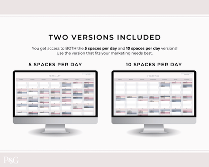 Monthly Social Media Content Calendar for Google Sheets - Palm &amp; Grace 