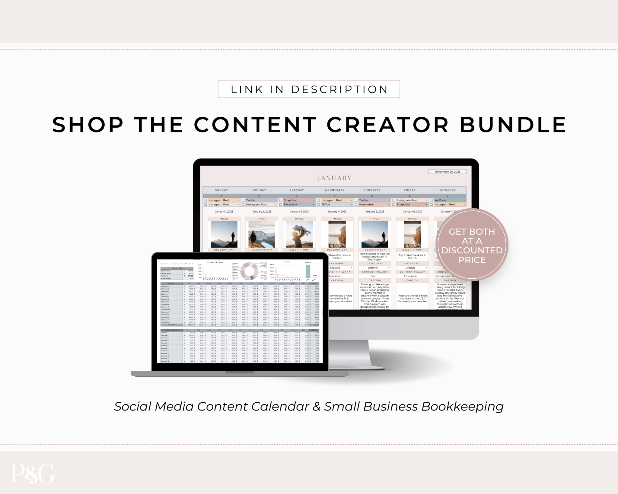 Monthly Social Media Content Calendar for Google Sheets - Palm &amp; Grace 