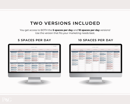 NEW DESIGN: Social Media Content Calendar Spreadsheet for Google Sheets - Palm &amp; Grace