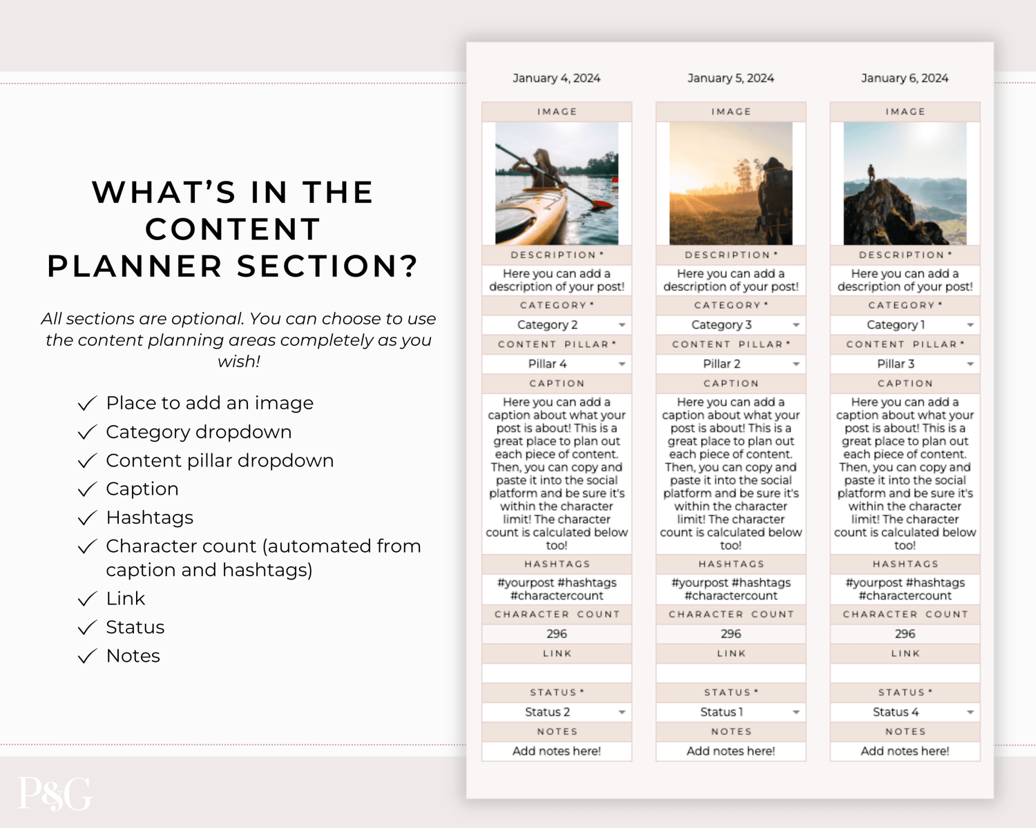 NEW DESIGN: Social Media Content Calendar Spreadsheet for Google Sheets - Palm &amp; Grace