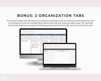 NEW DESIGN: Social Media Content Calendar Spreadsheet for Google Sheets - Palm &amp; Grace
