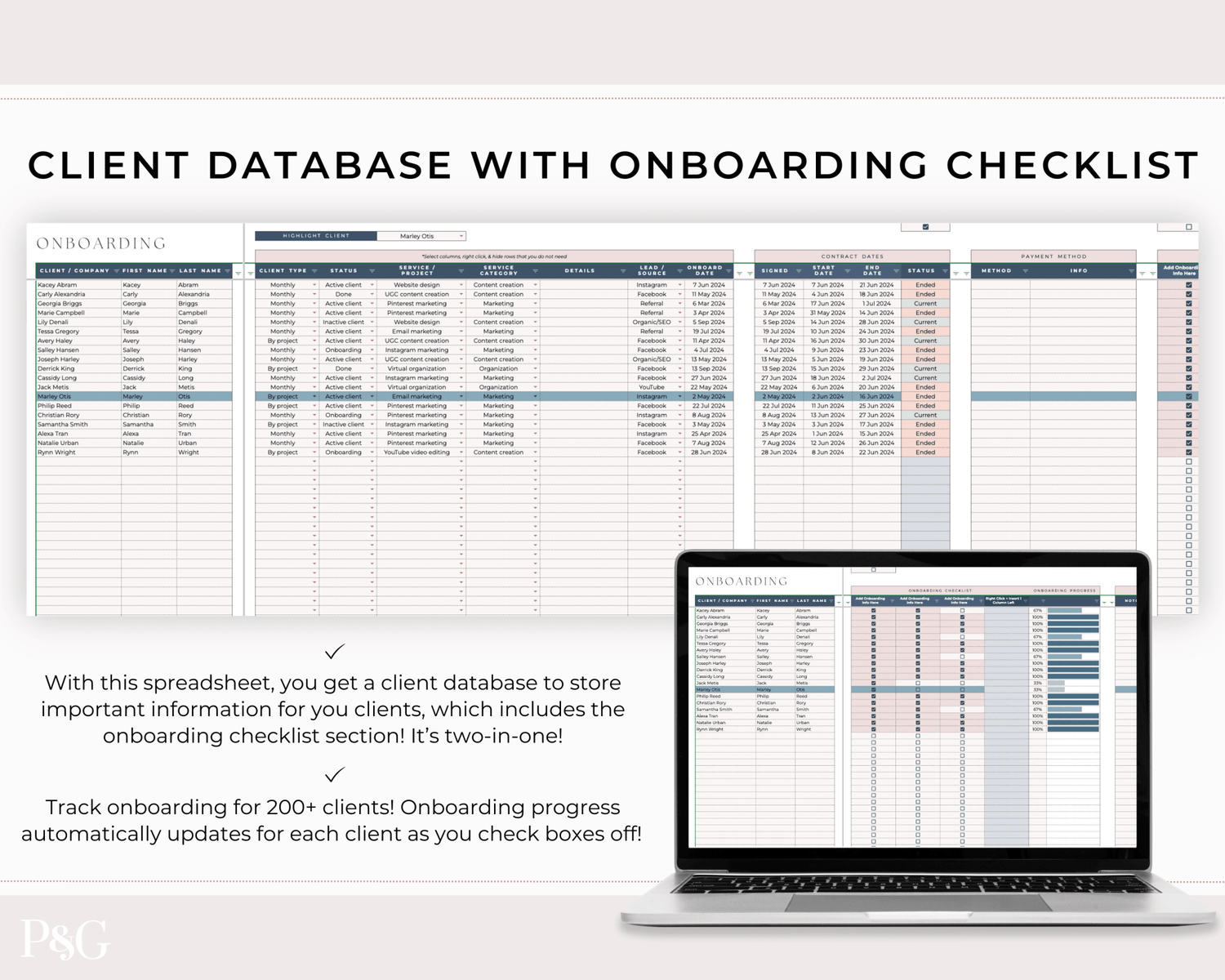 Onboarding Checklist Template for Google Sheets - Palm &amp; Grace