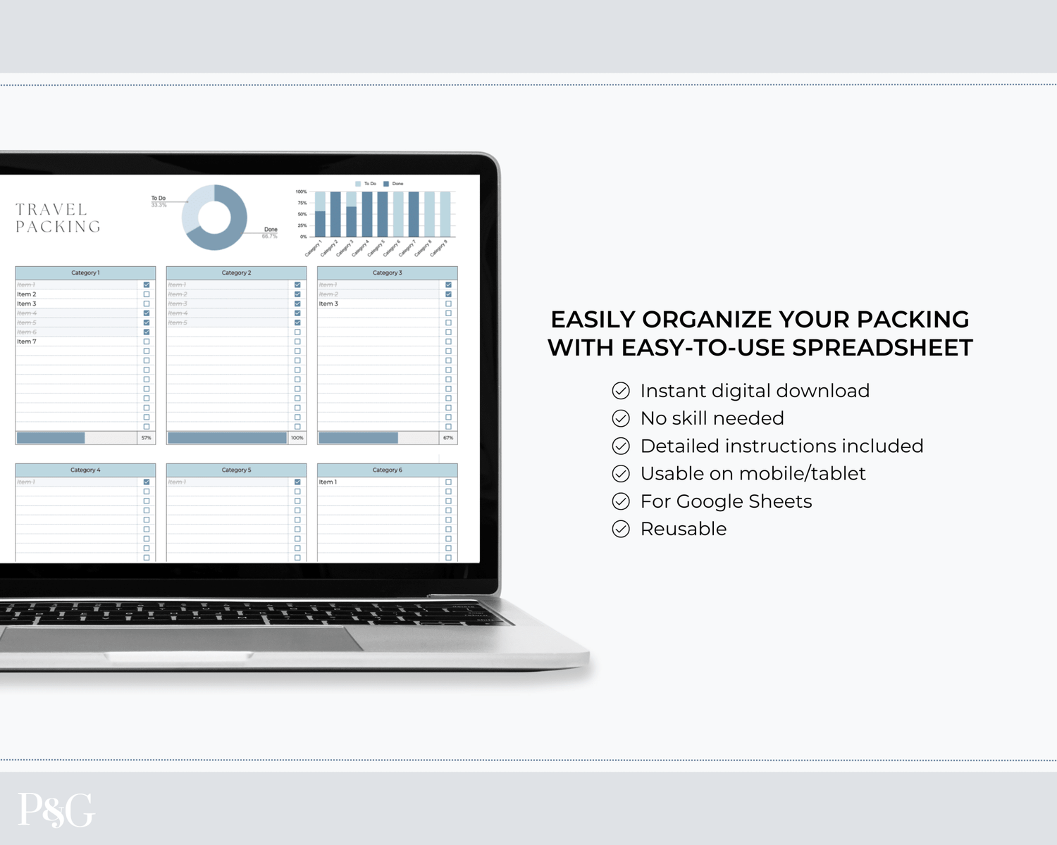 Packing List Template for Google Sheets (Commercial Multi - Client License) - Palm &amp; Grace