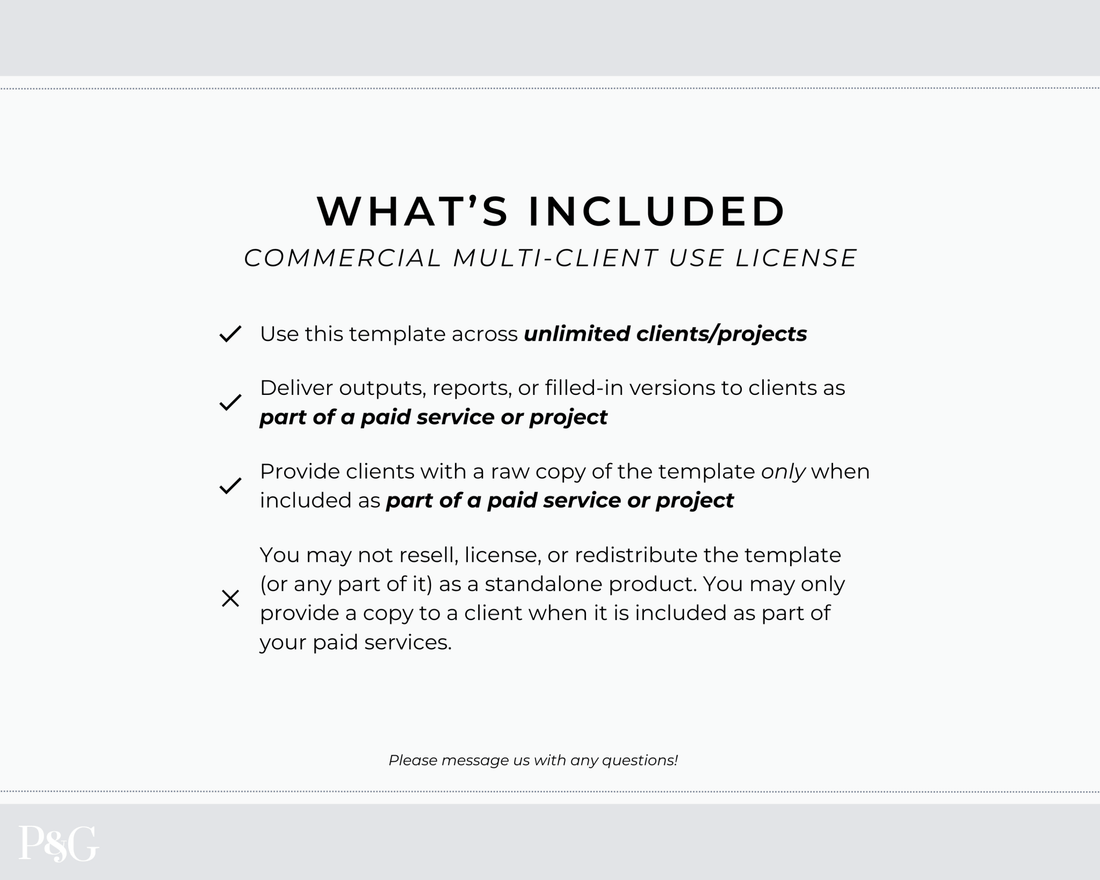 Packing List Template for Google Sheets (Commercial Multi - Client License) - Palm &amp; Grace