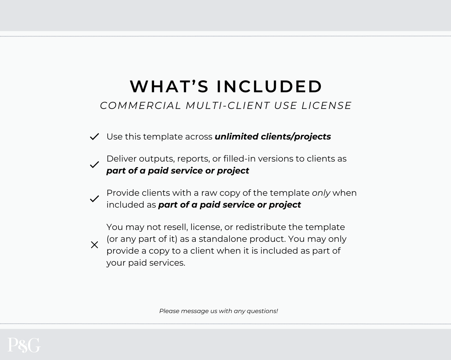Packing List Template for Google Sheets (Commercial Multi - Client License) - Palm &amp; Grace
