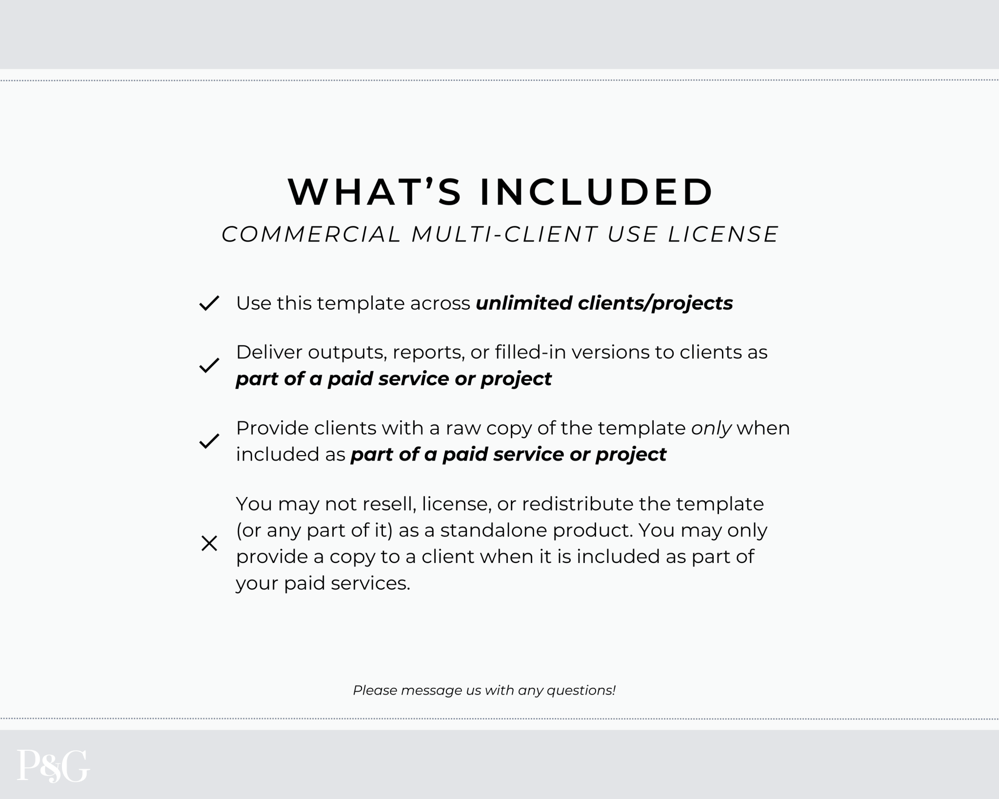 Packing List Template for Google Sheets (Commercial Multi - Client License) - Palm &amp; Grace