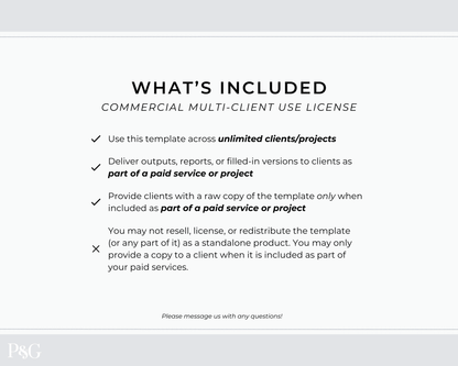 Packing List Template for Google Sheets (Commercial Multi - Client License) - Palm &amp; Grace