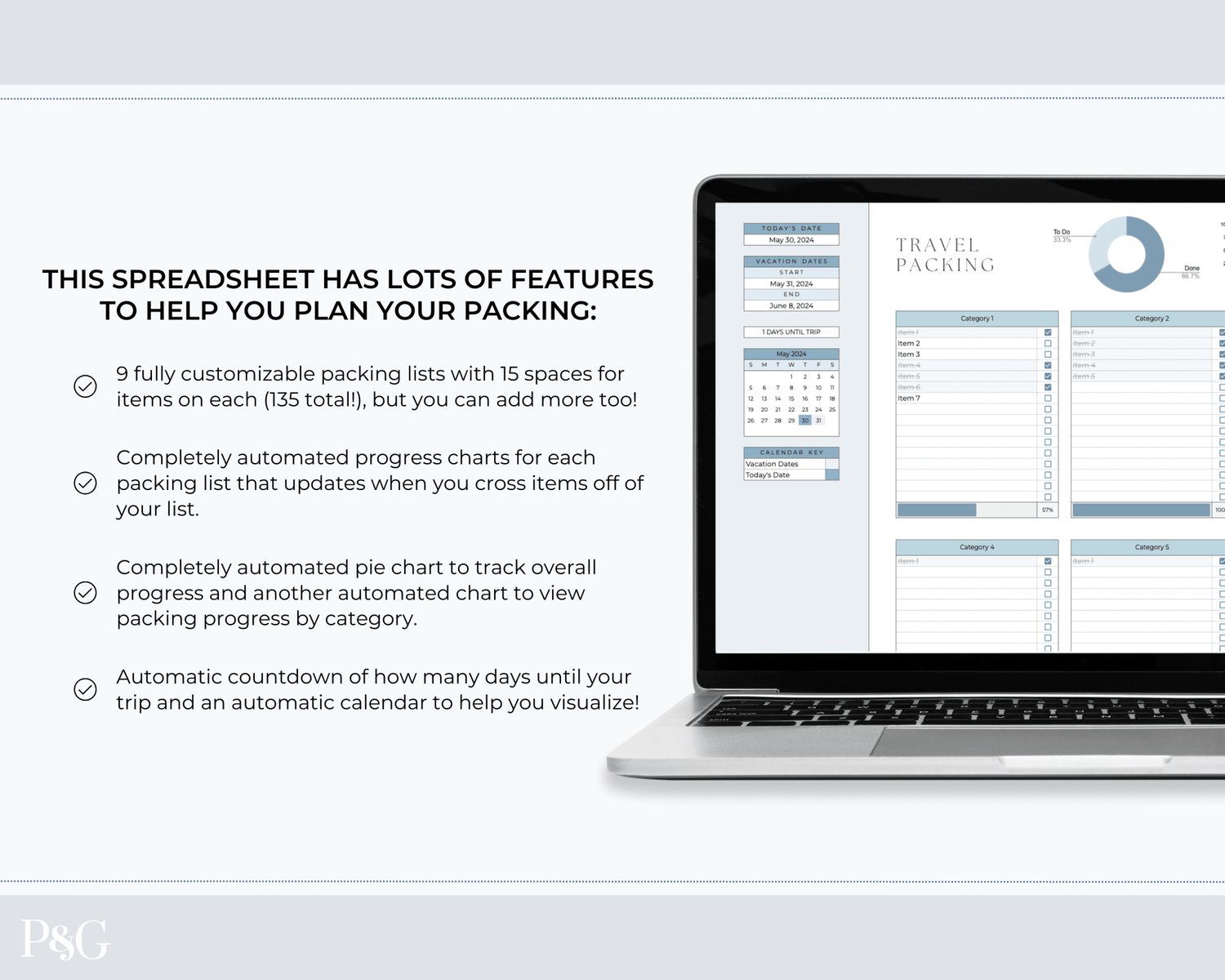 Packing List Template for Google Sheets (Commercial Multi - Client License) - Palm &amp; Grace