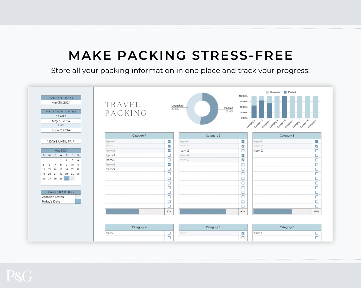 Packing List Template for Google Sheets (Commercial Multi - Client License) - Palm &amp; Grace