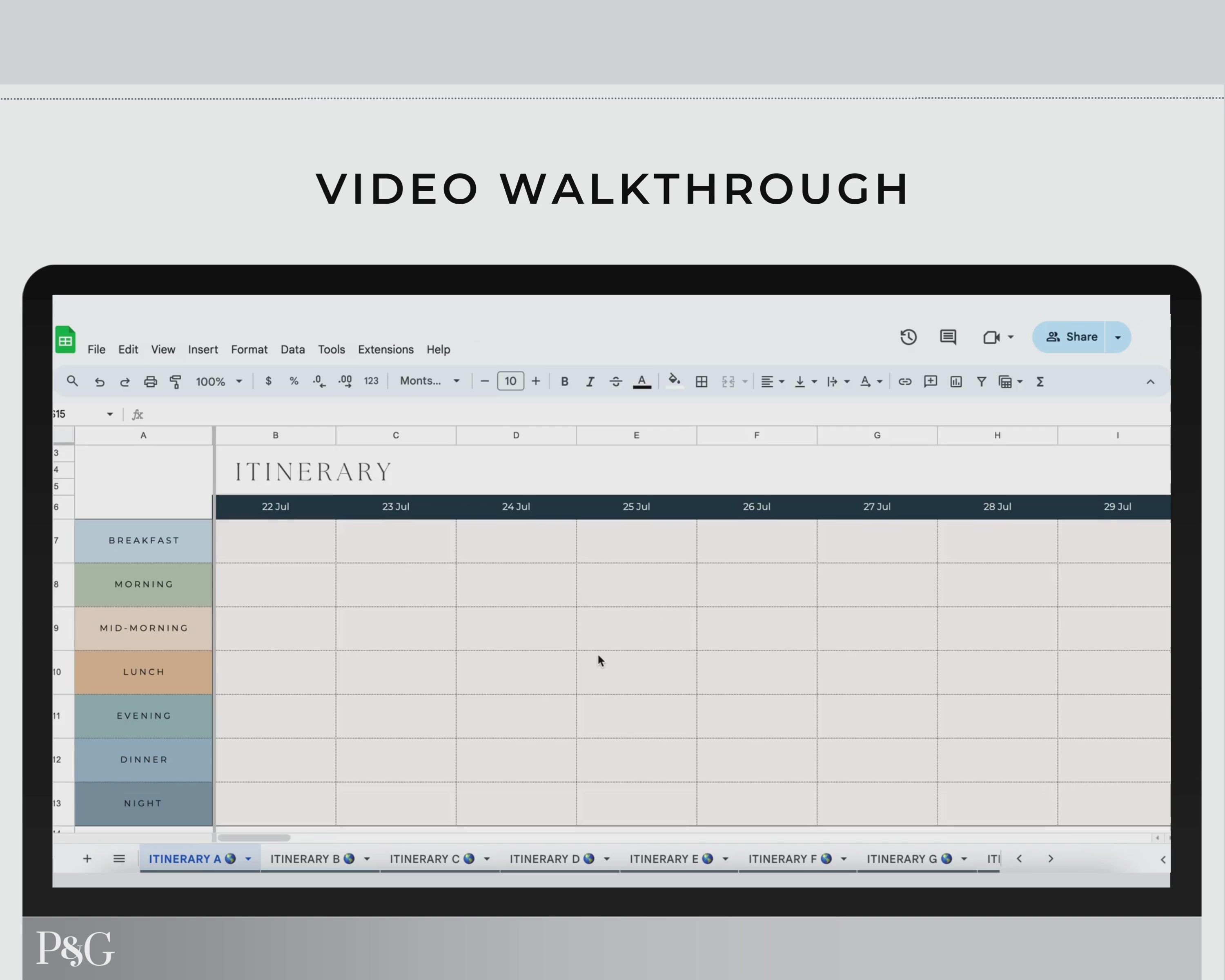 Travel Itinerary Templates for Google Sheets