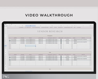 Wedding Venue and Vendor Comparison Spreadsheet for Google Sheets