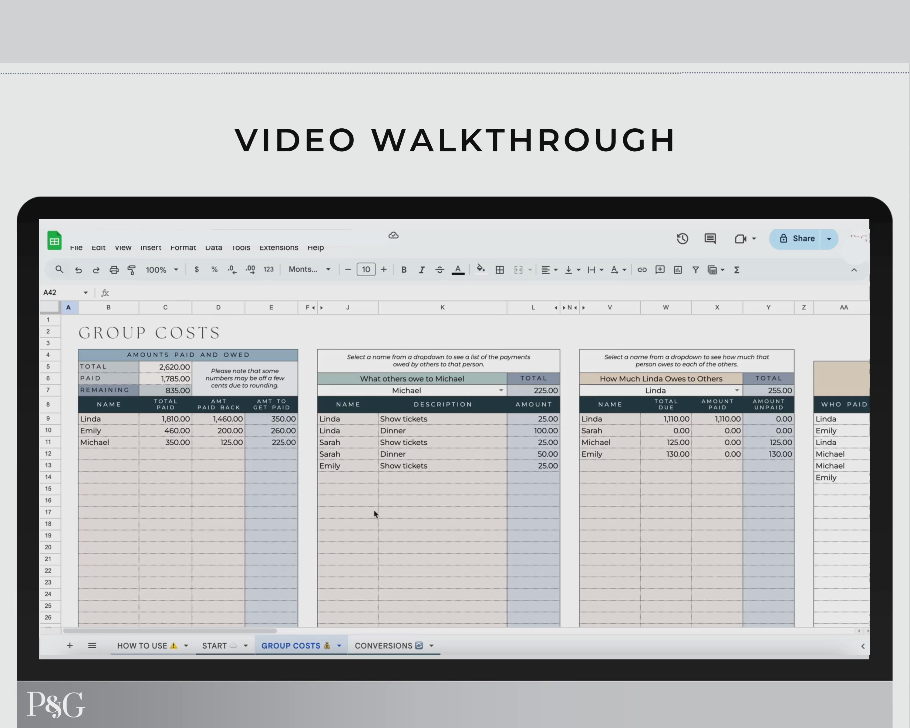 Group Travel Expense Tracker Spreadsheet For Google Sheets