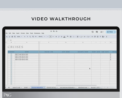 Cruise Planner Spreadsheet for Google Sheets