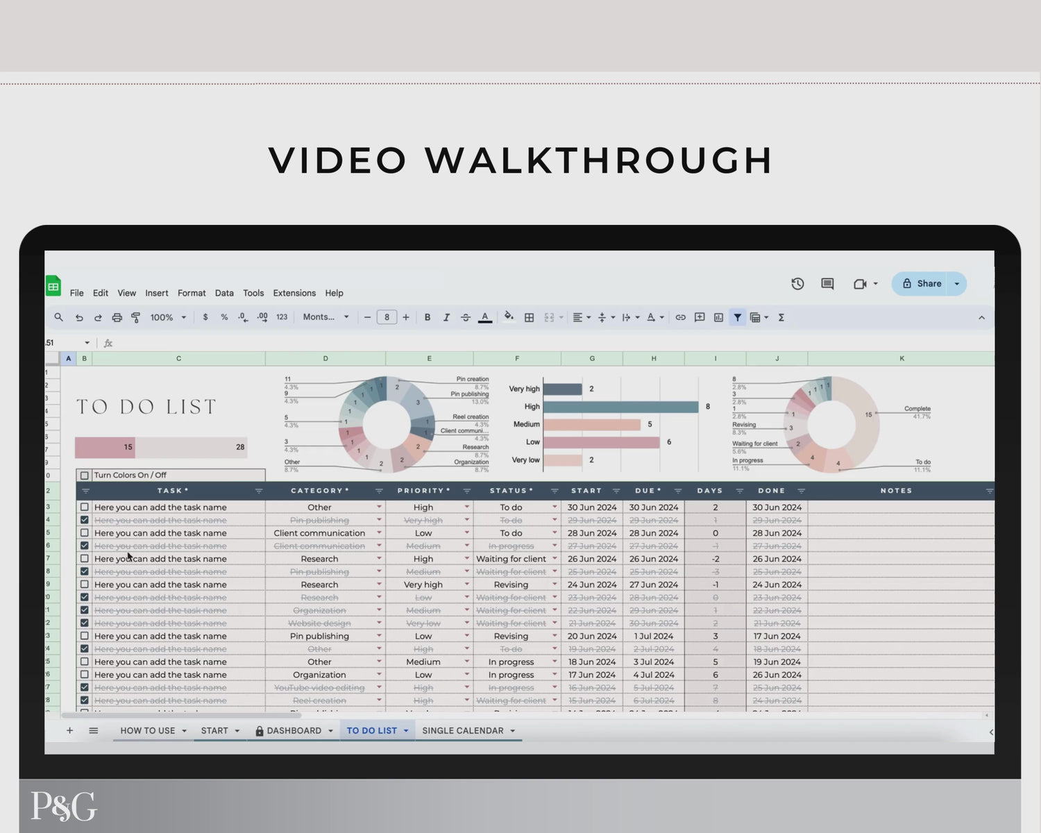 Task Tracker Spreadsheet for Google Sheets