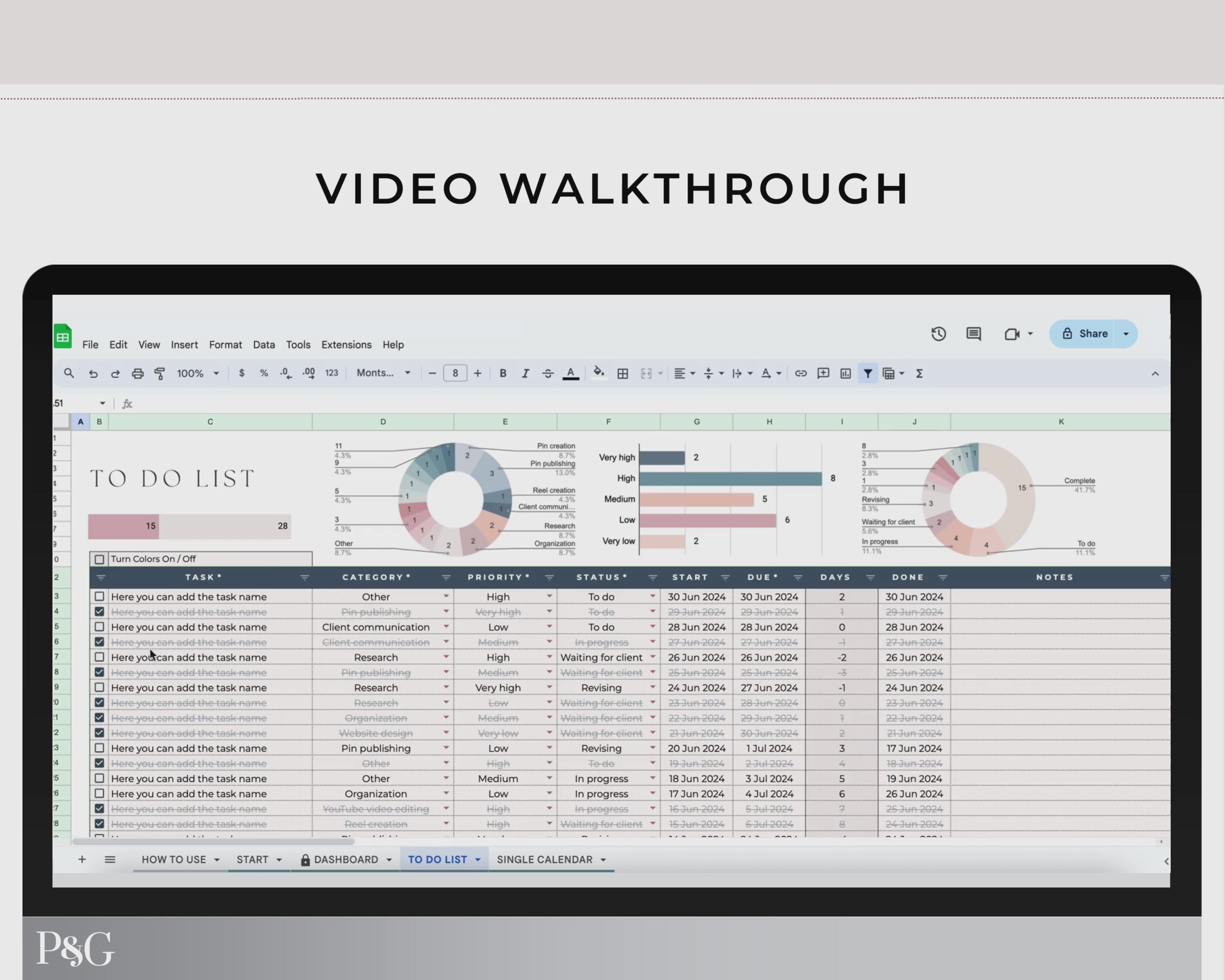 Task Tracker Spreadsheet for Google Sheets