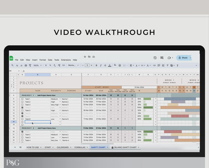 Gantt Chart Project Management Template for Google Sheets