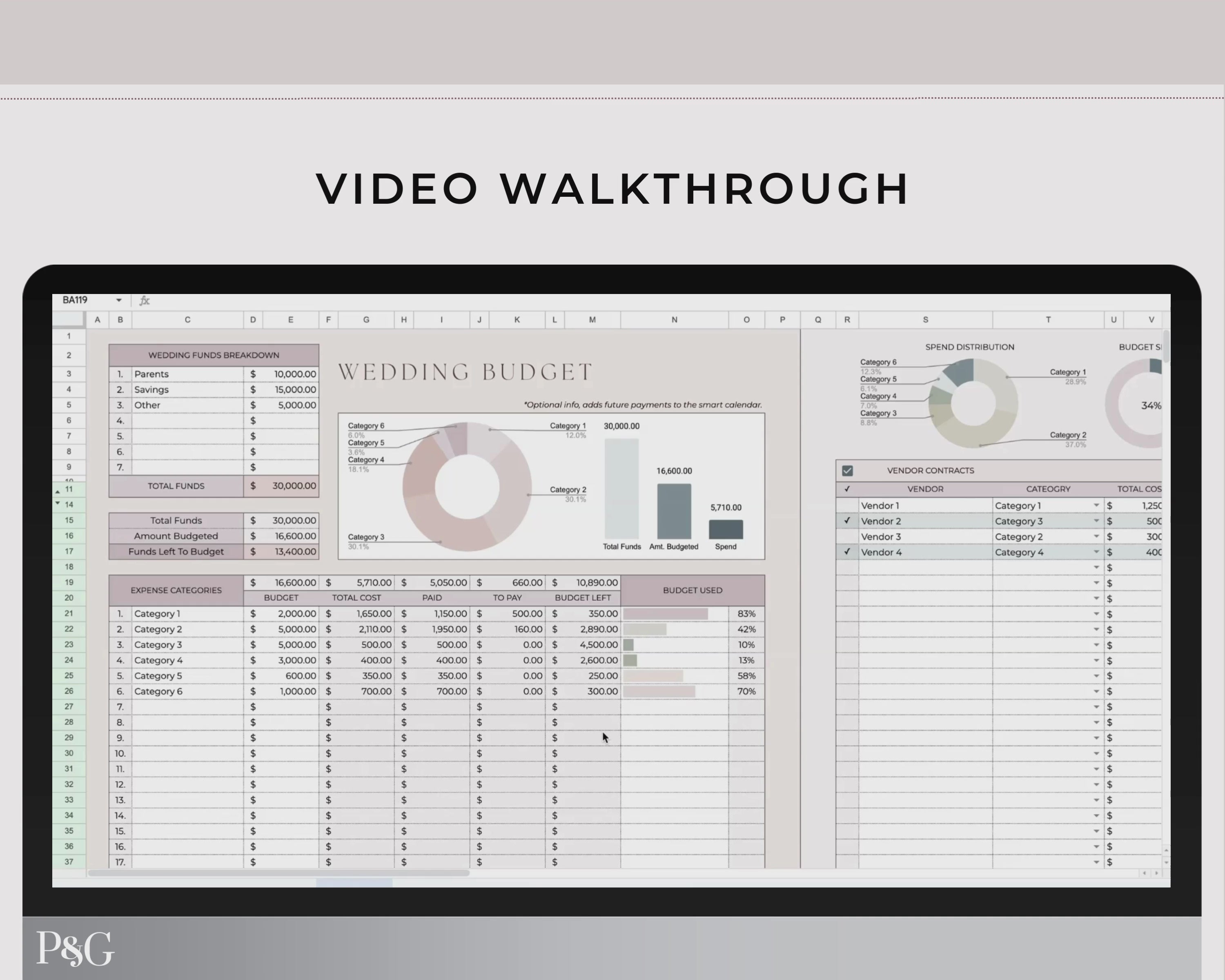 Wedding Budget Spreadsheet Template for Google Sheets (Version 2.0)