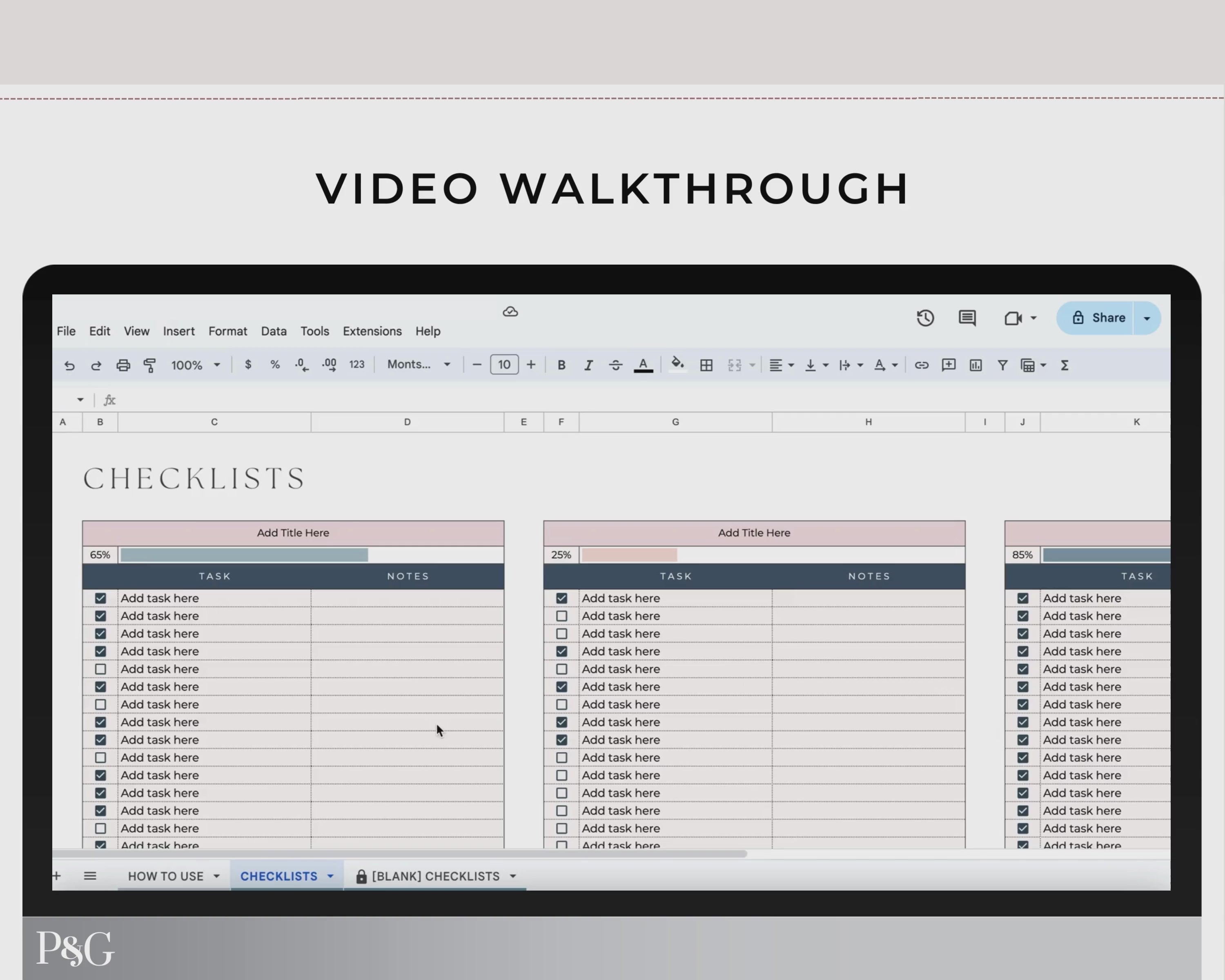 Easy Checklists Template for Google Sheets