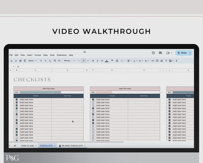 Easy Checklists Template for Google Sheets