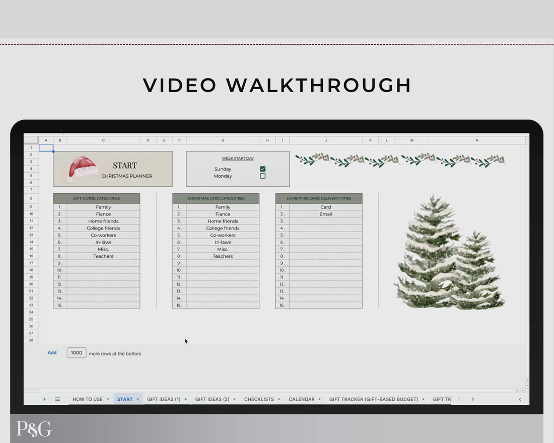 Christmas Planner Spreadsheet Template for Google Sheets