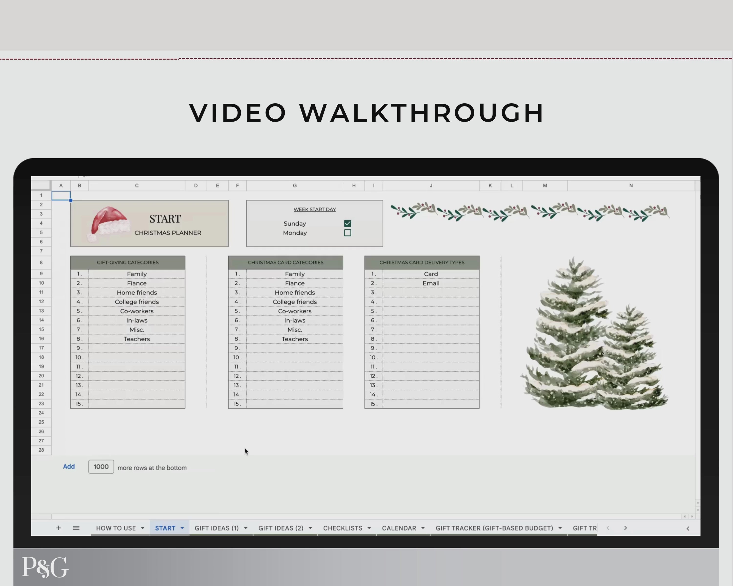 Christmas Planner Spreadsheet Template for Google Sheets