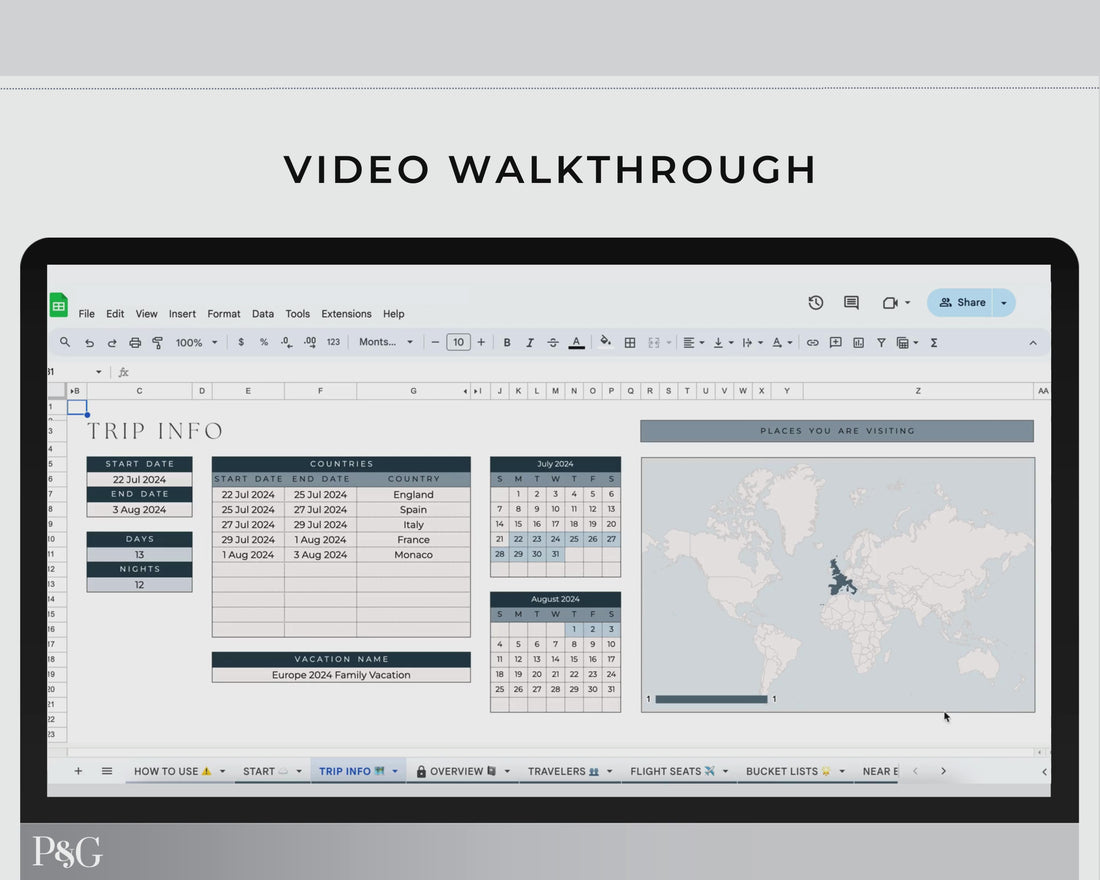 Travel Planner Spreadsheet Template for Google Sheets
