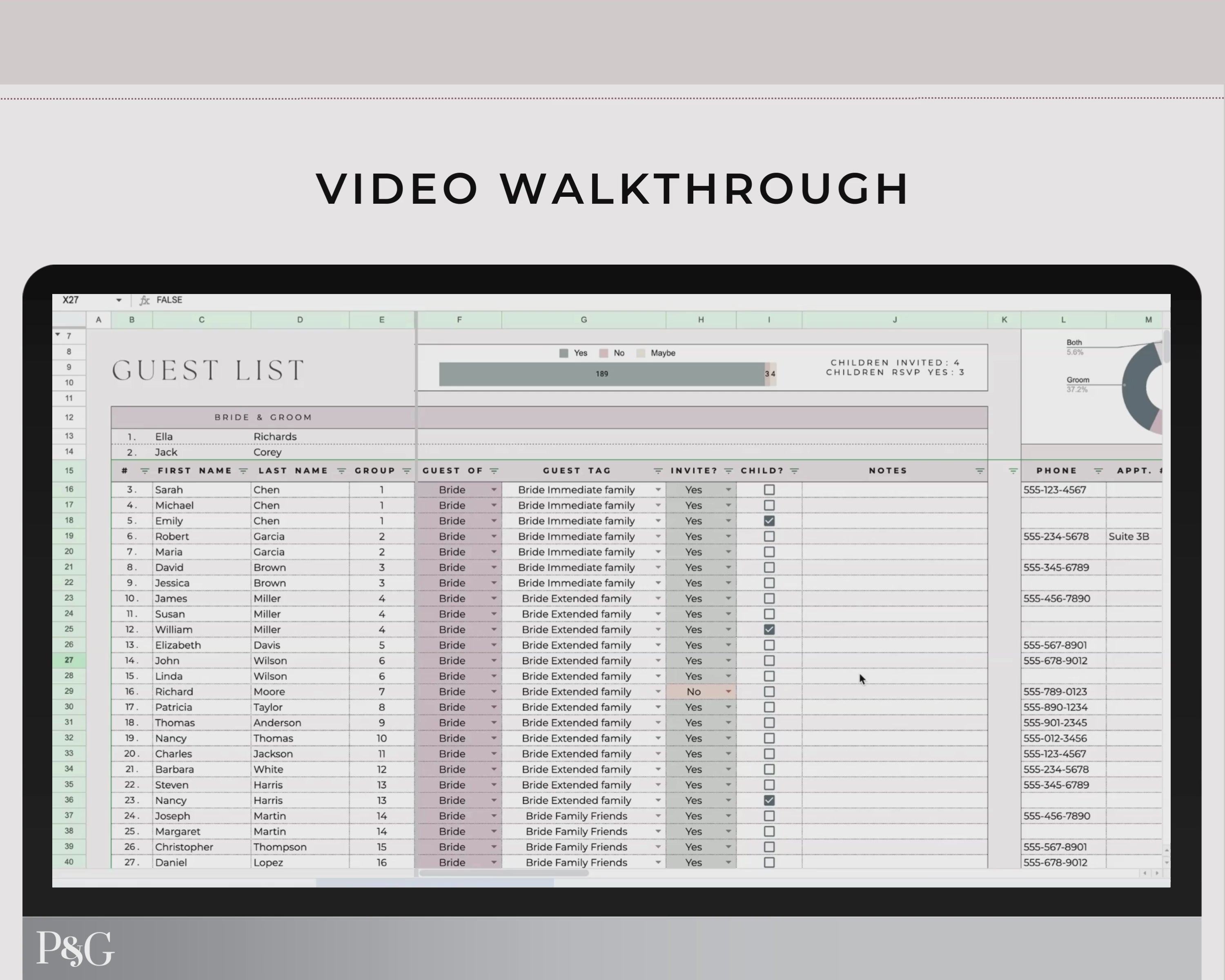 Wedding Guest List Spreadsheet Template for Google Sheets