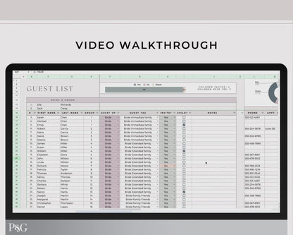 Wedding Guest List Spreadsheet Template for Google Sheets
