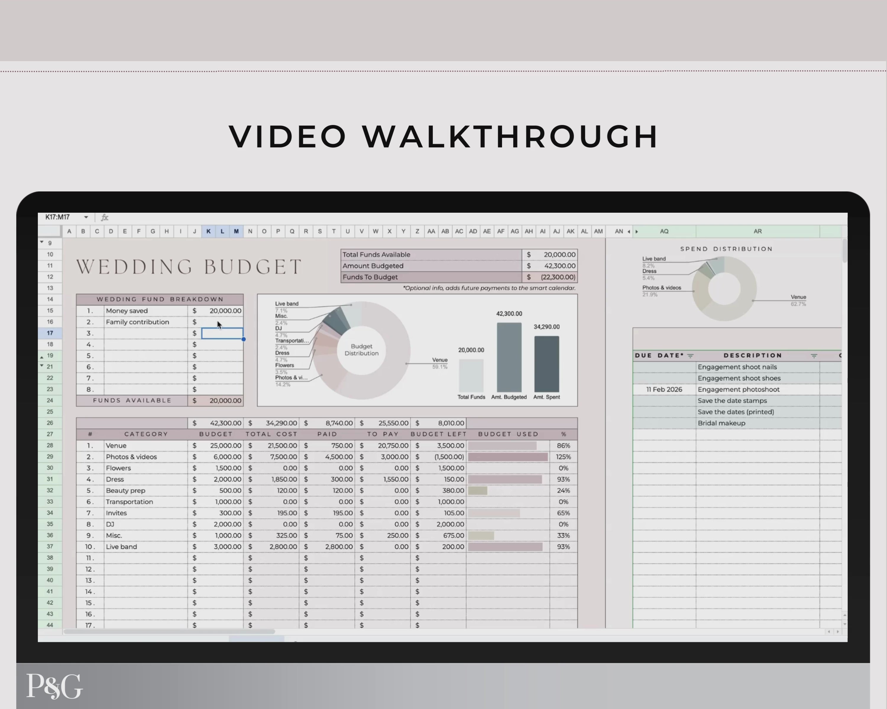 Wedding Budget Spreadsheet Template for Google Sheets