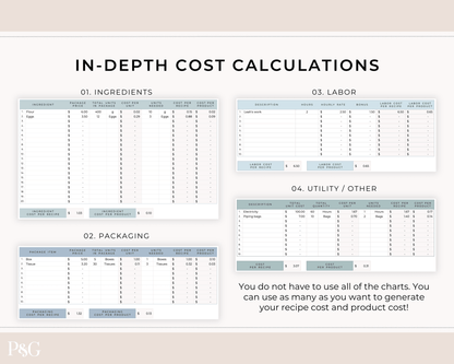 Recipe Cost Calculator Spreadsheet for Google Sheets - Palm &amp; Grace 