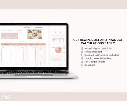 Recipe Cost Calculator Spreadsheet for Google Sheets - Palm &amp; Grace 