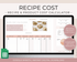 Recipe Cost Calculator Spreadsheet for Google Sheets - Palm & Grace 