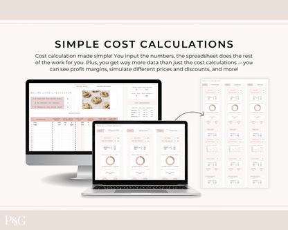 Recipe Cost Calculator Spreadsheet for Google Sheets - Palm &amp; Grace 