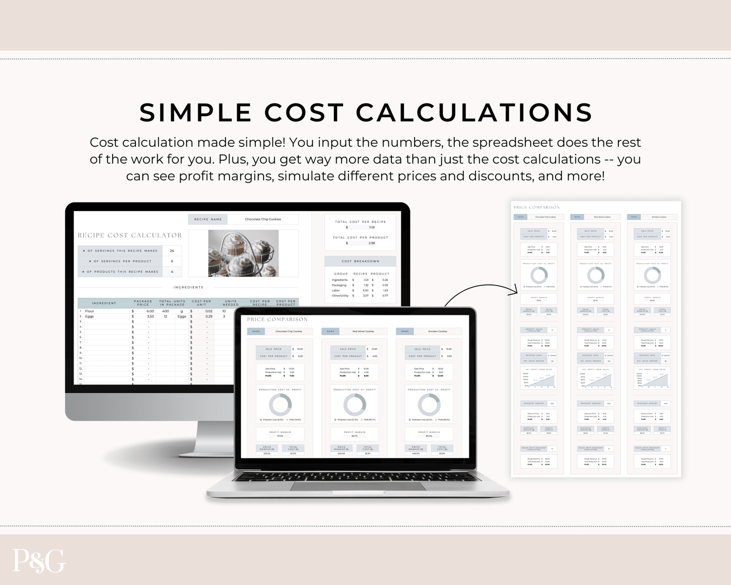 Recipe Cost Calculator Spreadsheet for Google Sheets - Palm &amp; Grace 