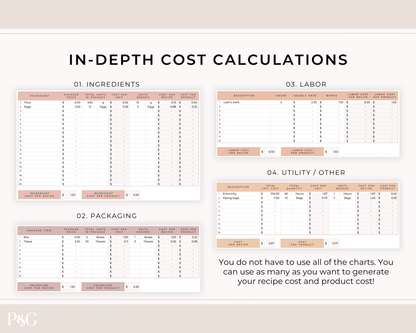 Recipe Cost Calculator Spreadsheet for Google Sheets - Palm &amp; Grace 