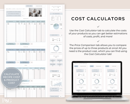 Recipe Cost Calculator Spreadsheet for Google Sheets - Palm &amp; Grace 