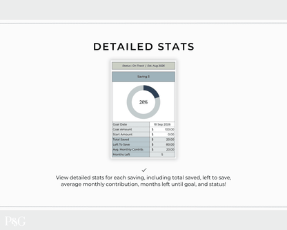 Savings Tracker Google Sheets Spreadsheet Template - Palm &amp; Grace